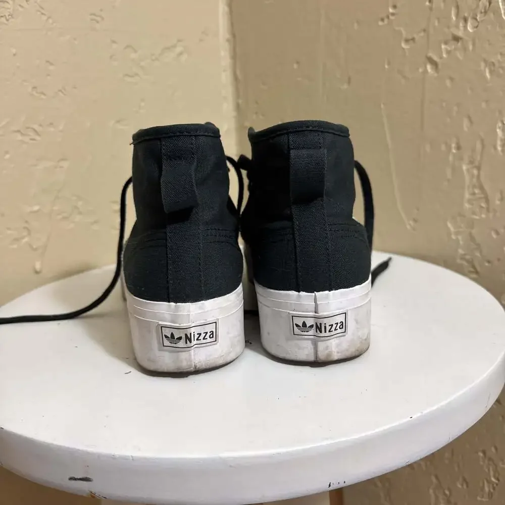Adidas Womens Nizza Platform Mid Black White Casual Shoes Sneakers Sz 8.5 - Picture 5 of 5